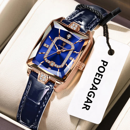 POEDAGAR classique luxe femmes montres étanche en cuir Date mode femme montre élégante de haute qualité Quartz femmes montre-bracelet