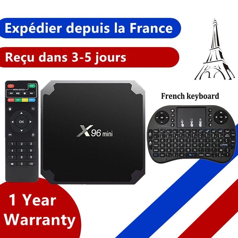 X96 mini android 9.0 boîtier de télévision intelligent 1GB 8GB 2GB 16GB Amlogic S905W navire de france i8 KB android x96mini décodeur de télévision