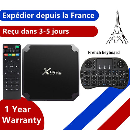 X96 mini android 9.0 boîtier de télévision intelligent 1GB 8GB 2GB 16GB Amlogic S905W navire de france i8 KB android x96mini décodeur de télévision
