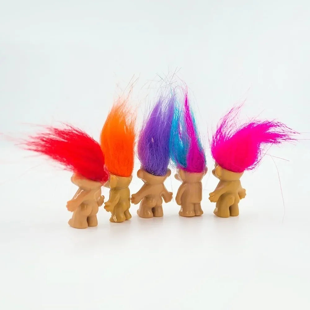 5 pièces/lot drôle Trolls poupées Anime figurine cheveux colorés membres de la famille modèles enfants jouets pour enfants cadeau nostalgique adulte