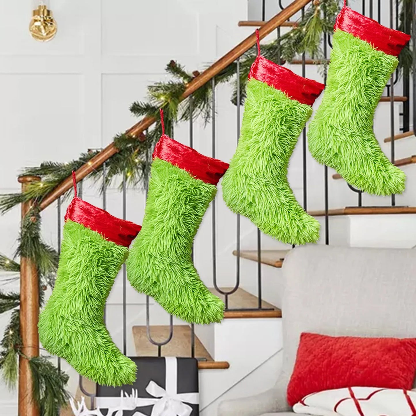 Bas de noël, ornement de noël, décorations pour la maison, arbre de noël suspendu, sac cadeau de bonbons, chaussettes de noël