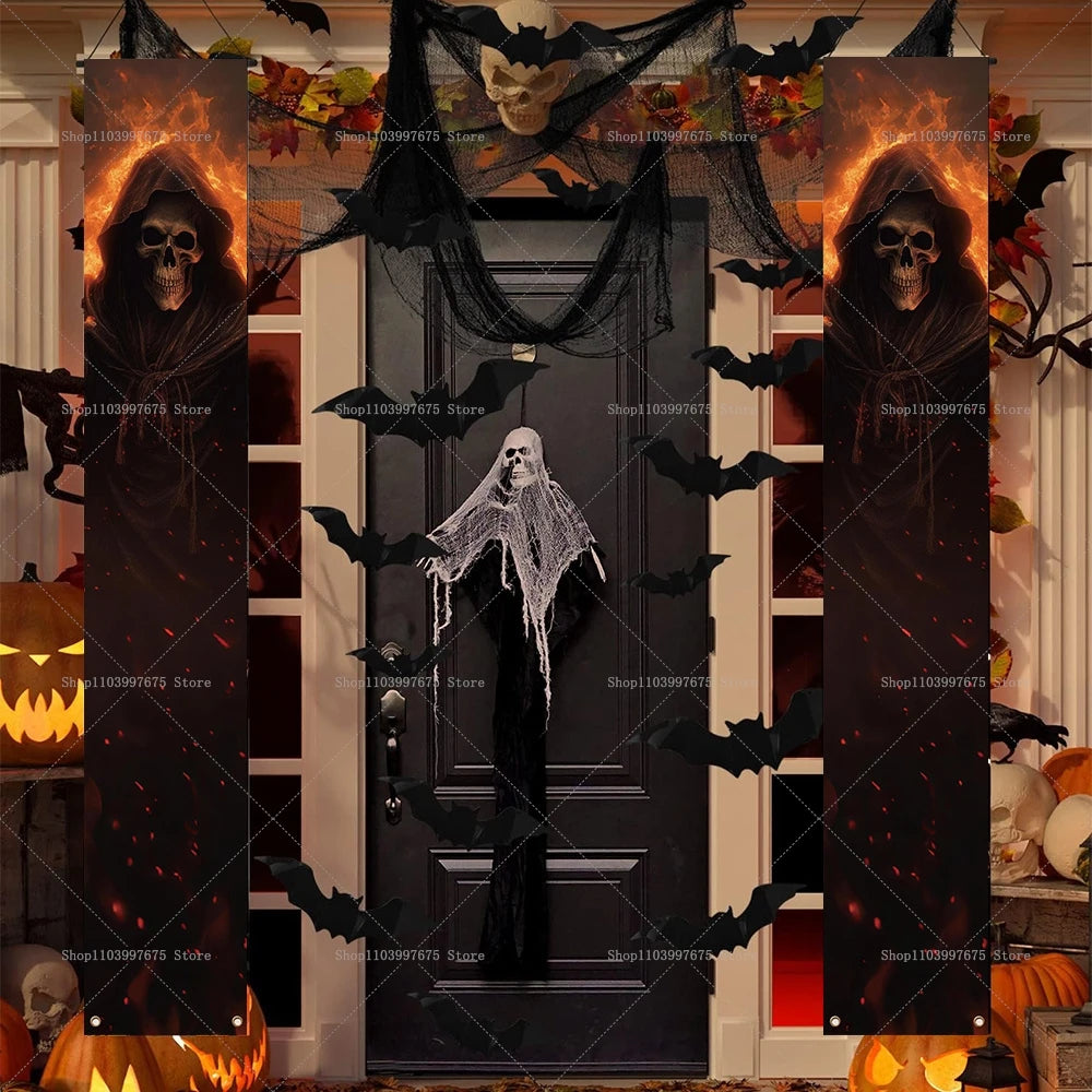 Bannière fantôme effrayante d'halloween,
