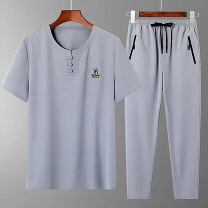 Ensemble Hanfu Brodé en Lin pour Homme, Style Chinois, Trempé, Tang Kung Fu Traditionnel, Tapiercing, Pantalon d'Été en Coton