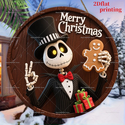 Joyeux noël le cauchemar avant noël Logo personnalisé rond en bois suspendu signe porte d'entrée mur vacances décoration