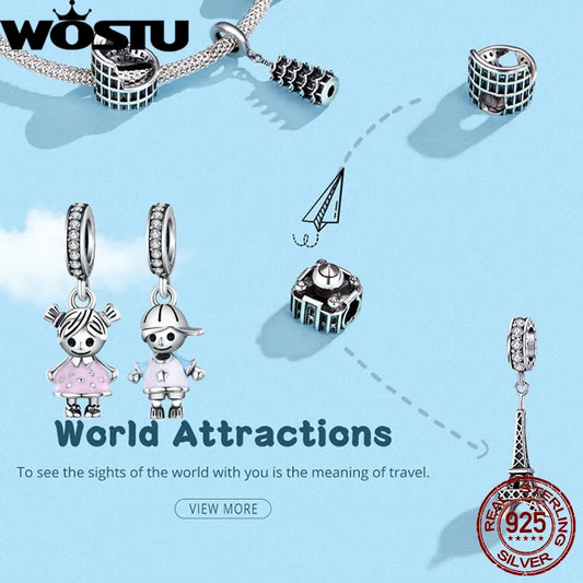 WOSTU 100% 925 argent Sterling balancent breloque maman papillon capteur de rêves perles ajustement Original bracelet à bricoler soi-même