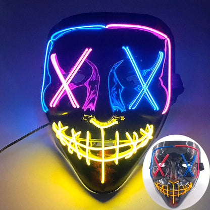 Masque de Purge d'Horreur Brcorporelle à LED, Complet au Néon, pour Cosplay, Fournitures de ixde Bar, Thème du Film d'Halloween