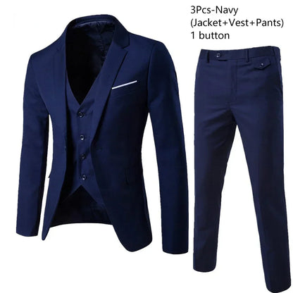Costumes formels complets Ternos pour hommes, blazers élégants, pantalons et vestes, costume de luxe, vêtements de mariage, affaires, 2 pièces, 3 ensembles
