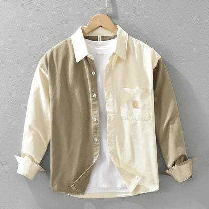 Chemises patchwork vintage pour hommes, vêtements décontractés, chemises minces à manches longues, 100% coton, CM7291