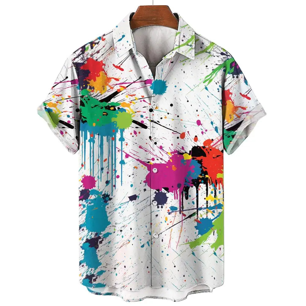 Chemise à Manches Courtes pour Homme, Imprimée en 3D, Sublimation, Éclaboussures, Mixte, à la Mode, Vente en Gros
