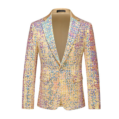 Veste à paillettes pour hommes, blazer à sequins imbibés d'or et d'argent, mode d'affaires, manteau unique, coupe couvertes, robe de soirée de Rh, printemps, automne, nouveau