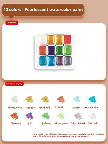 Ensemble de peinture d'interconnexion solide nacré, pigments d'interconnexion scintillants pour le dessin, la peinture, l'écriture, l'art, les fournitures scolaires, 12-60 couleurs