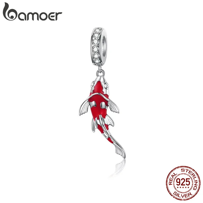 Bamoer 925 argent Sterling émail rouge poisson