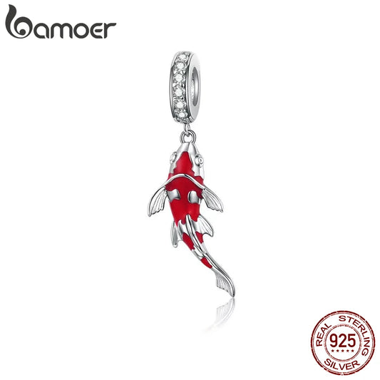 Bamoer 925 argent Sterling émail rouge poisson
