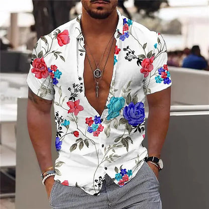 AMP Tree-Chemise hawaïenne imprimée en 3D pour hommes, chemise de plage pour hommes, chemisier à manches courtes, chemises en Y à la mode, 3XL, 2023