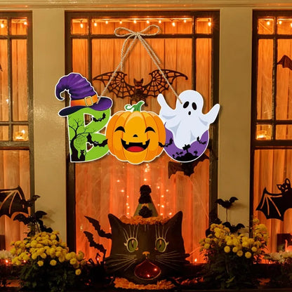 Décorations suspendues d'halloween, décoration murale de porte fantôme chauve-souris, ornements de citrouille pour fête, maison hantée, décorations de scène de Bar