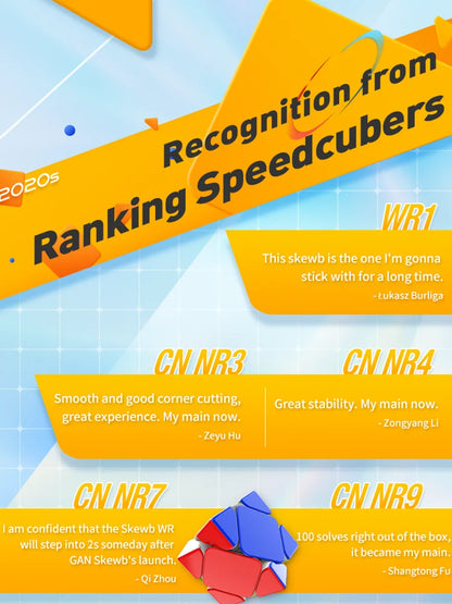 GAN Skewb Cube de vitesse magnétique M sans autocollant skewb gan Speedcube 32 aimants Version améliorée Cube magique professionnel Puzzle jouets