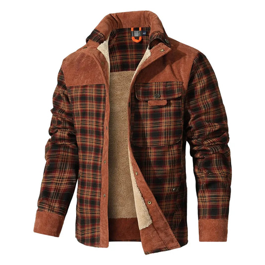 Vestes d'hiver pour hommes, coupe-vent, chaud, décontracté, manteau bombardier à carreaux, doublure Sherpa, flanelle, extérieur, classique, doux, taille américaine