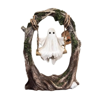 Fantôme sur balançoire sur le thème d'halloween, Statue artisanale
