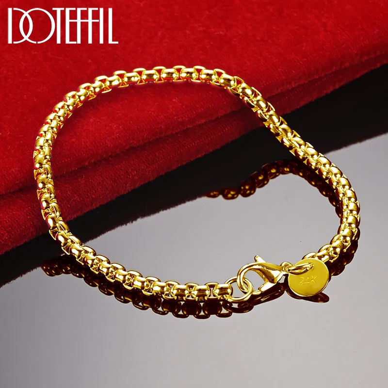 DOTEFFIL 925 en argent Sterling 18K or boîte ronde chaîne Bracelet pour les femmes mode charme mariage fiançailles fête bijoux