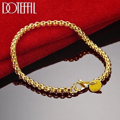 DOTEFFIL 925 en argent Sterling 18K or boîte ronde chaîne Bracelet pour les femmes mode charme mariage fiançailles fête bijoux