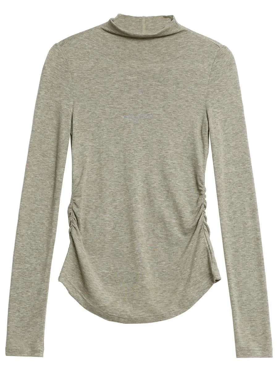 CHIC VEN femmes T-Shirts mince nouveau quatre couleurs en option tricoté basique femme pull femme T-Shirts printemps automne 2025