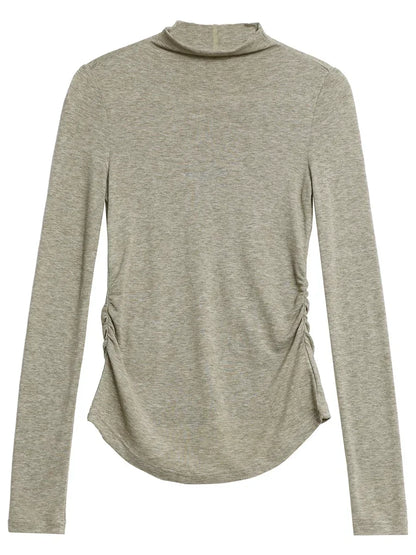 CHIC VEN femmes T-Shirts mince nouveau quatre couleurs en option tricoté basique femme pull femme T-Shirts printemps automne 2025