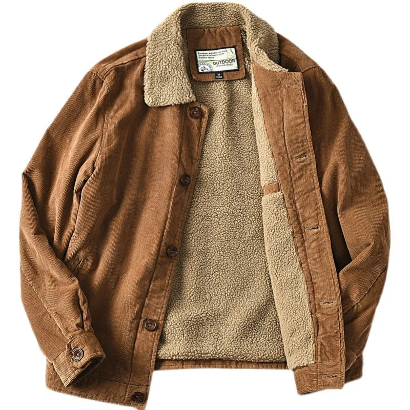 Veste Cargo de montagne vert armée automne hiver nouveau Parka laine pour hommes chaud épais Parkas hommes mode Punk col de fourrure velours côtelé