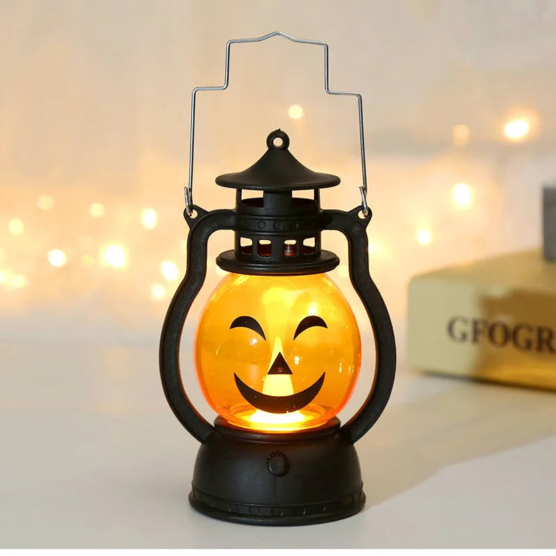 Lanterne à Citrouille LED pour Halloween, Lumière Fantôme, Bougie Rétro, Petite Lampe à Huile, Décoration de Maison, Accessoires d'Horreur