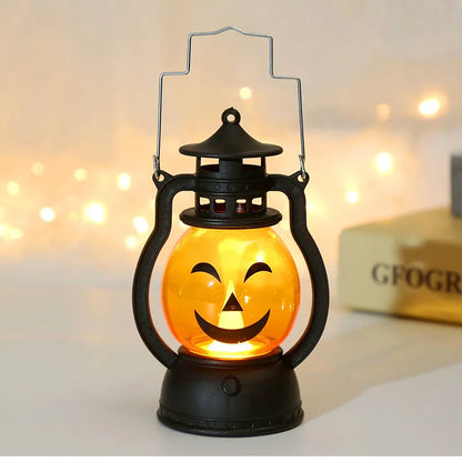 Lanterne à Citrouille LED pour Halloween, Lumière Fantôme, Bougie Rétro, Petite Lampe à Huile, Décoration de Maison, Accessoires d'Horreur