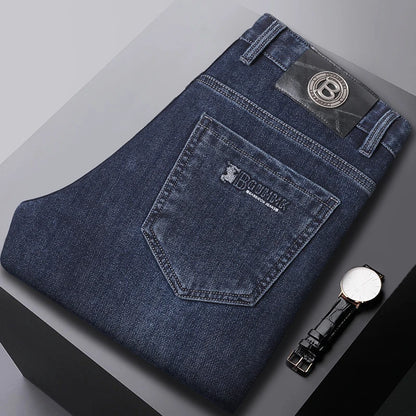 Jean Slim à jambes droites pour hommes, de haute qualité, léger, décontracté, mode, amincissant, Style confortable, automne hiver