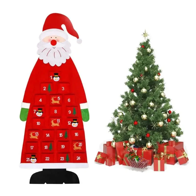 Calendrier d'arbre de noël en feutre, décor suspendu, ornement de vacances, cadeaux de noël pour enfants, décoration murale de porte pour fête à la maison, décor saisonnier