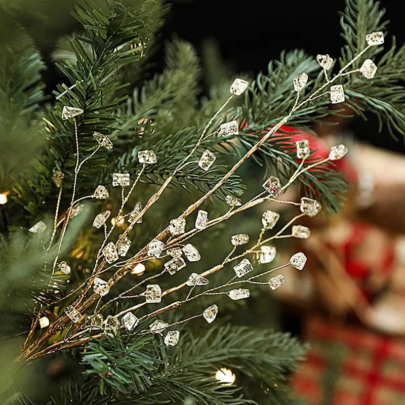 Tiges de baies scintillantes pour arbre de Noël, ornements de tige dorée, escales de vacances, mise en page de la scène, artisanat de couronne