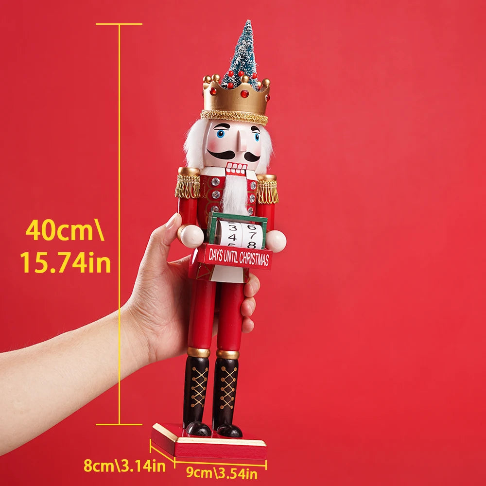 Casse-noisette de noël 40CM, couronne d'arbre de noël, calendrier, article décoratif, artisanat en bois, décoration de Festival pour la maison ou le bureau