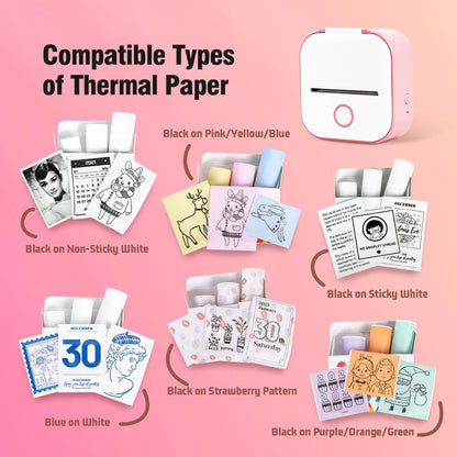 Phomemo-Mini imprimante thermique portable, imprimante d'étiquettes de poche BT sans fil, 203dpi, impression allergique 53mm, T02