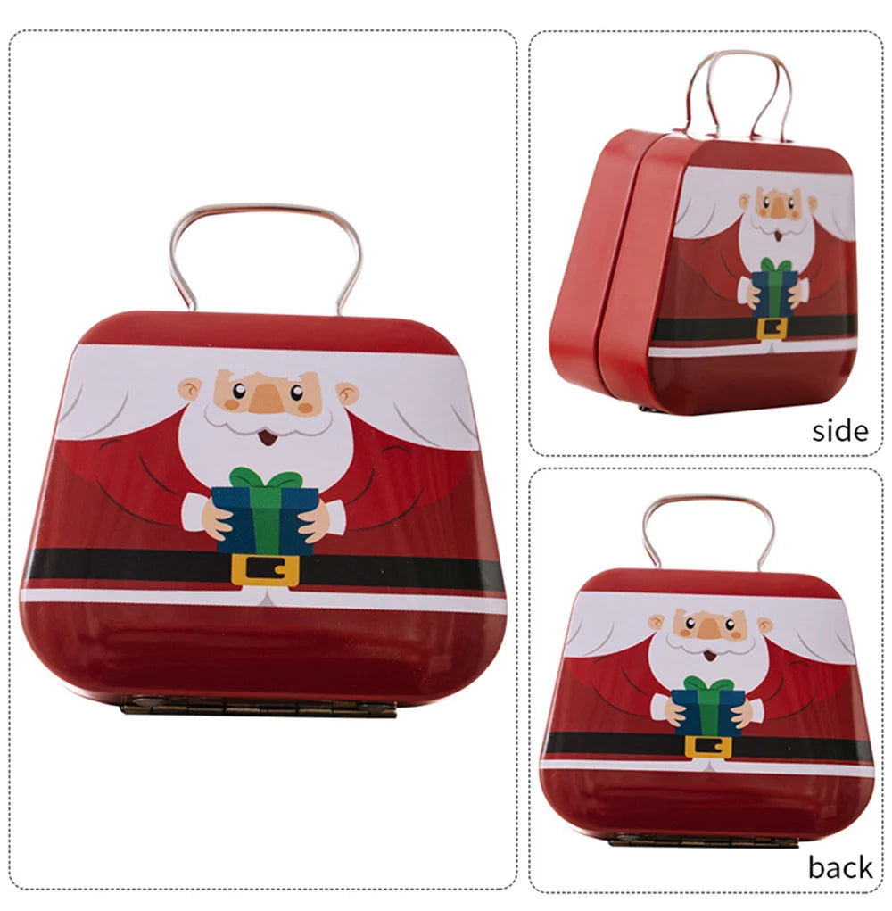 Boîte de rangement en métal pour décoration de Noël, forme de sac à main, 18 pots, étui à bijoux, cadeau pour enfants, boîtes de rangement, fête de Noël ouvertement, 2024