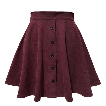 Jupe en velours côtelé pour femmes, mode automne hiver, taille haute, simple boutonnage, Streetwear décontracté, jupes trapèze, 2025