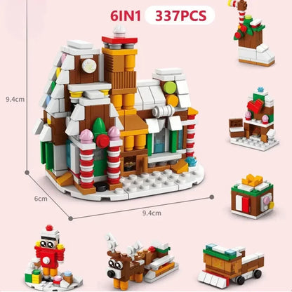 Ensemble de blocs de construction de calendrier de l'avent 2025, jouets de noël comprenant des blocs de maison de train du père noël, cadeau pour enfant garçon fille