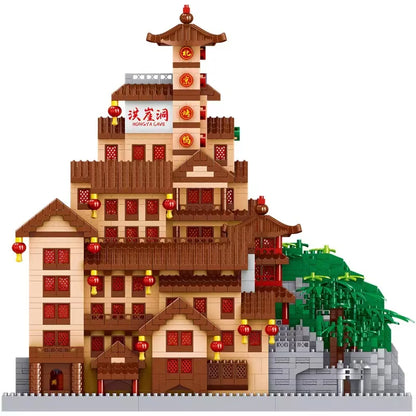 4088 pièces Lezi mini blocs briques de construction jouets adulte Puzzle Architecture chinoise Hongya grotte Chongqing décorations pour la maison cadeau 8259