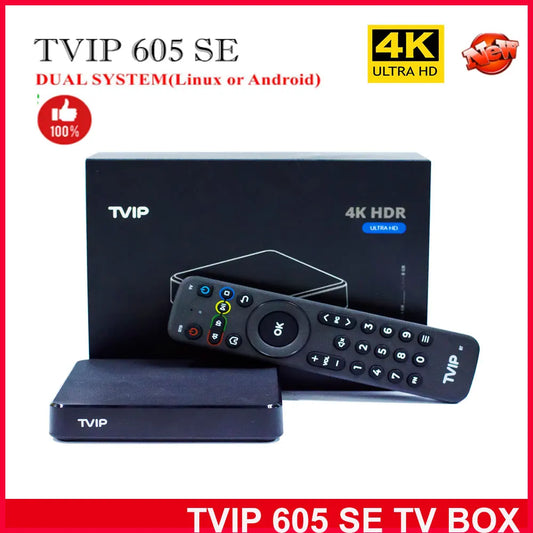 Tvip605 SE Smart TV Box, Android and Linux, 5G, Nordic Decoder, Wifi, 4K, Scandinavian, Sweden, New