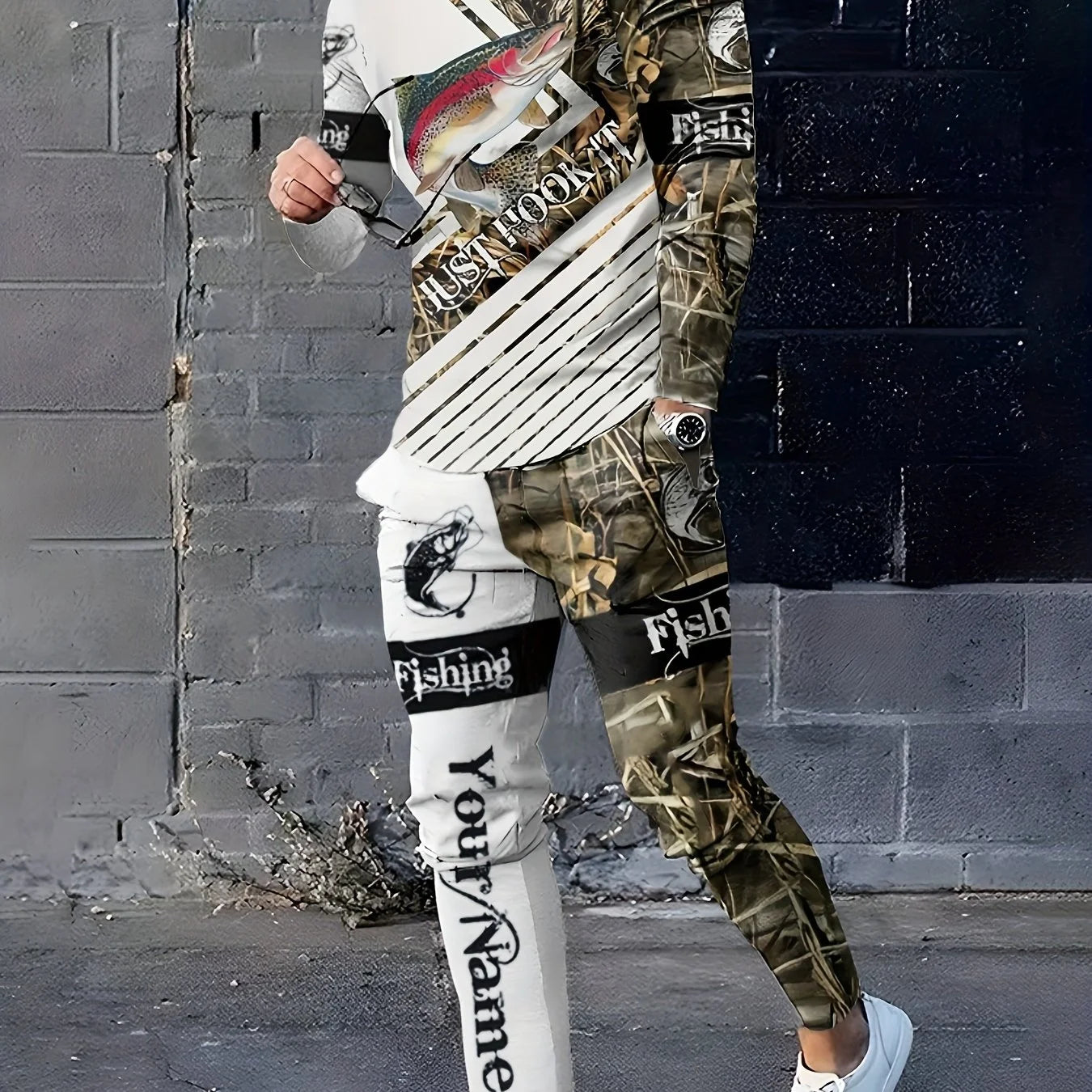 Ensemble de vêtements de sport à manches longues pour hommes, t-shirt de pêche à la carpe, pantalons de survêtement respirants, vêtements de sport trempés, mode cool, automne, fjSet, 2 pièces