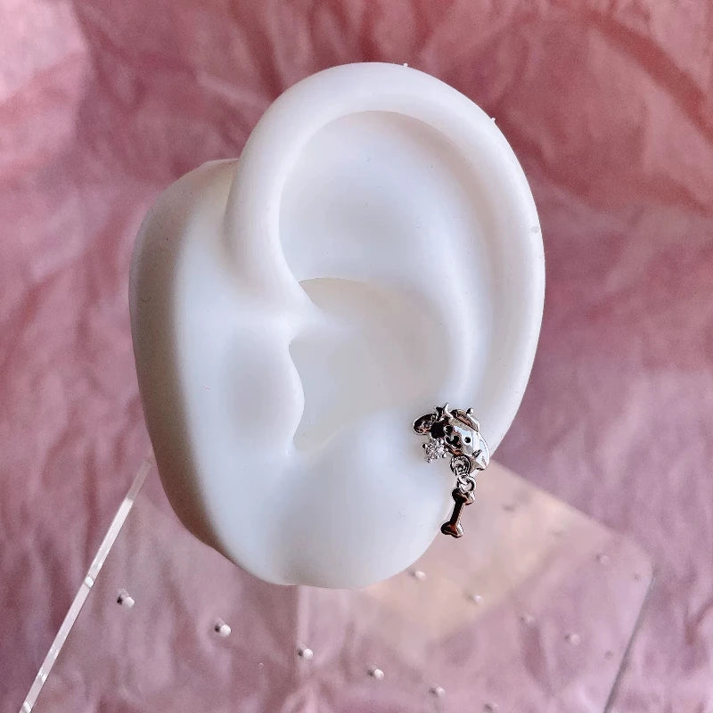 Boucles d'oreilles en argent pour femmes, 1 pièce, griffe d'os de chien en acier inoxydable 316L,