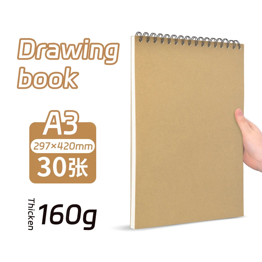 Carnet de croquis d'art en papier kraft, carnet à spirale, bloc-notes de dessin, journal Bullet, fournitures scolaires, 160101