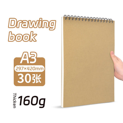 Carnet de croquis d'art en papier kraft, carnet à spirale, bloc-notes de dessin, journal Bullet, fournitures scolaires, 160101