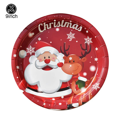 Fournitures de noël, bannière joyeux noël, ballon, bouteille de vin, autocollants, assiettes en papier jetables, pailles, décorations de fête de noël