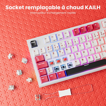RK ROYAL KLUDGE R87 -Clavier mécanique français 87 touches rétroéclairé RVB, clavier de jeu filaire échangeable à chaud, touches personnalisées