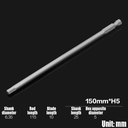 Foret Allen à tête hexagonale H2-H10, 75mm, 150mm, 200mm, embout de tournevis hexagonal électrique, tête de lot magnétique, tournevis à percussion, 1 pièce