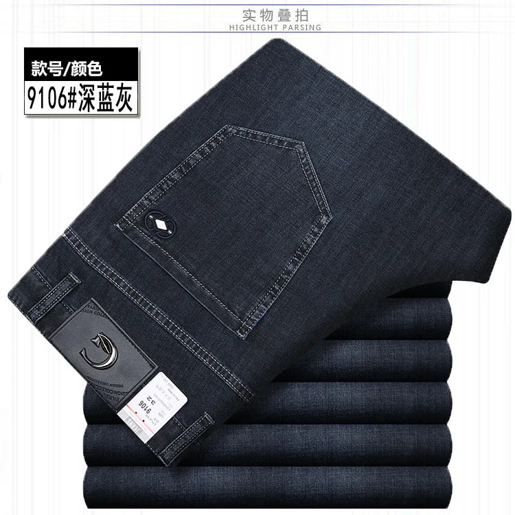 Jean Denim Fin pour Homme, Pantalon Droit, Décontracté, Bleu, Noir, Gris, Vêtements d'Été, Taille 40 42