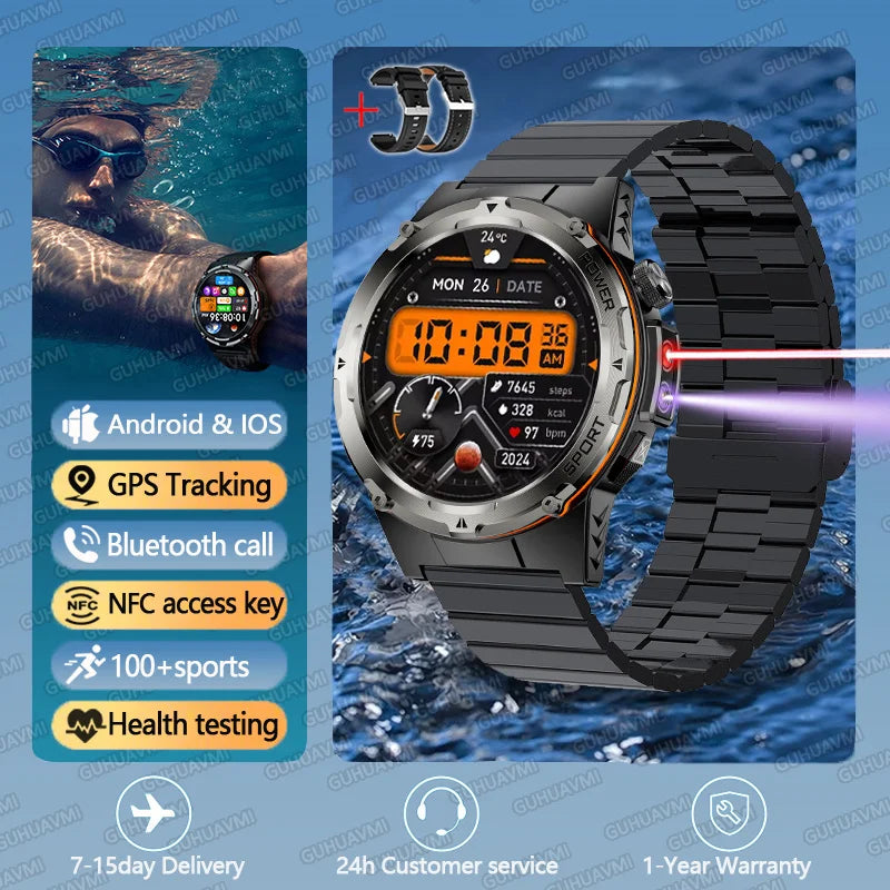 GUHUAVMI - t-rex 3 GPS piste montre intelligente hommes 3ATM étanche UV infrarouge 1.39 pouces