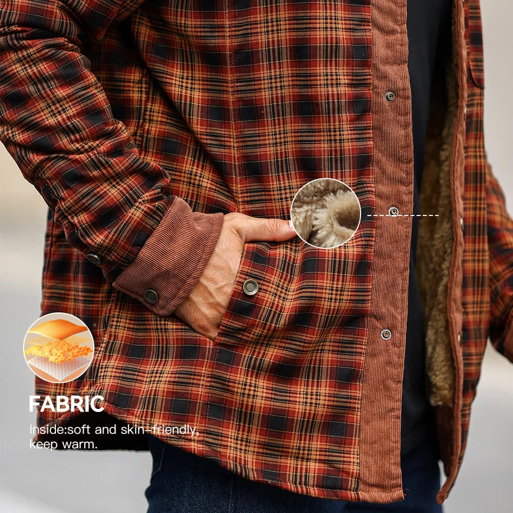 Vestes d'hiver pour hommes, coupe-vent, chaud, décontracté, manteau bombardier à carreaux, doublure Sherpa, flanelle, extérieur, classique, doux, taille américaine