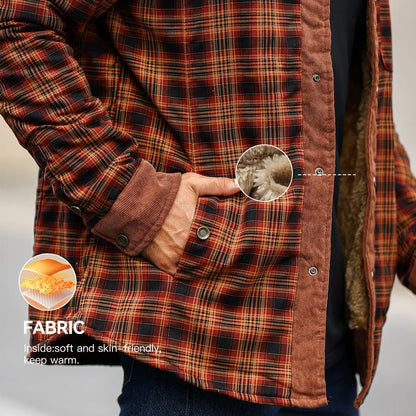 Vestes d'hiver pour hommes, coupe-vent, chaud, décontracté, manteau bombardier à carreaux, doublure Sherpa, flanelle, extérieur, classique, doux, taille américaine
